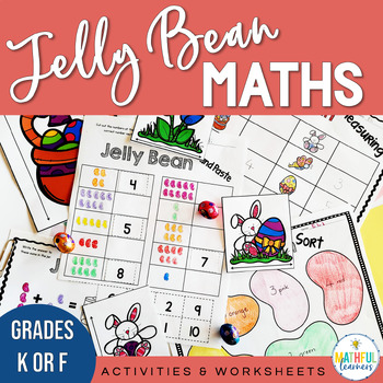 Preview of Jelly Bean Math - Easter Themed No Prep Math Activities & Worksheets