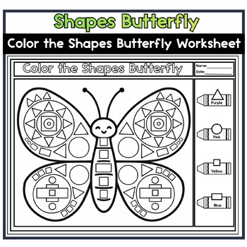 Preview of Easter Math Activity | Color by Shape Butterfly Printable | Spring