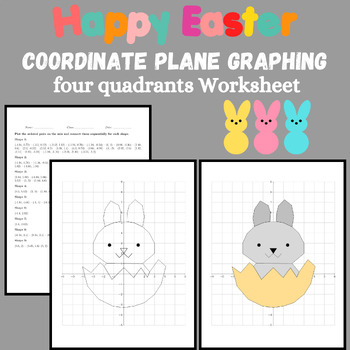 Preview of Easter Math Activity Coordinate Plane Graphing Pictures - Spring Plotting Points