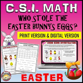 Preview of Easter Math CSI -Who Done it? Printable + Google Classroom Easter Math Activity