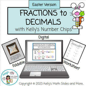 Preview of Easter Math Activity - Fractions to Decimals - Digital and Printable