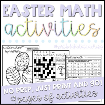 Preview of Easter Math Activity Packet