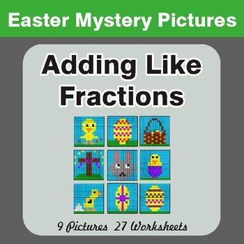 Easter Math: Adding Like Fractions - Color-By-Number Math Mystery Pictures