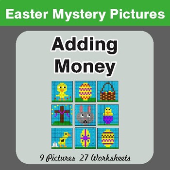Easter Math: Adding Money - Color-By-Number Math Mystery Pictures