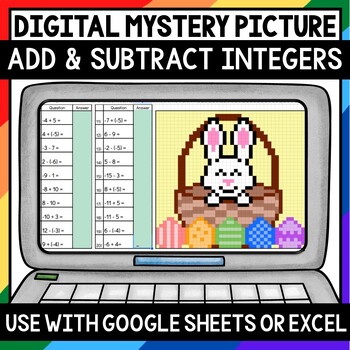 Preview of Easter Math Adding and Subtracting Integers Mystery Picture Pixel Art