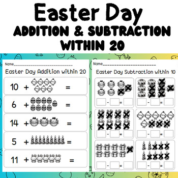 Preview of Easter Math Addition & Subtraction within 20 with Picture & Number line