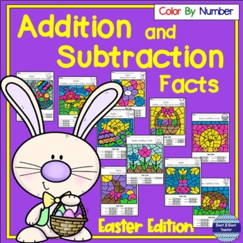 Preview of Easter Math Addition and Subtraction Facts Color By Number