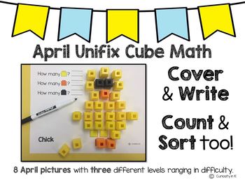 Preview of Easter Math | April Unifix Cube Math | Spring Math Centers 