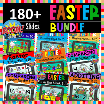 Preview of Easter Math BOOM Cards Bundle | Spring Math Facts Fluency Practice