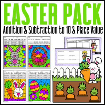 Preview of Easter Math Bundle {Color By Code} {Place Value Craftivity}