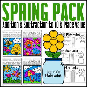 Preview of Spring Math Bundle {Color By Code} {Place Value Craftivity}