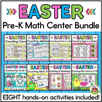 Preview of Easter Math Center Activities Preschool Bundle