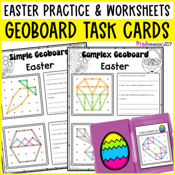 Preview of Easter Math Center Geoboards Spring STEM Challenge Task Cards