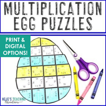 Preview of MULTIPLICATION Easter Egg Craft Puzzle | FUN Spring Math Game, Activity
