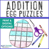 ADDITION Easter Egg Puzzle Math Game, Activity, Worksheet 