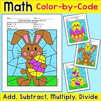 Preview of Easter Color by Code Hidden Pictures - A Fun April Activity