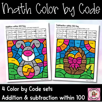 Preview of Easter Math Color by Code | Addition and Subtraction within 100