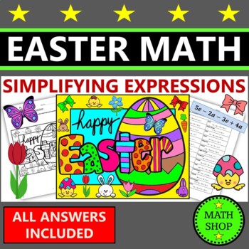 Preview of Easter Math Coloring Combining Like Terms