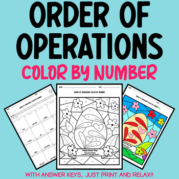 Preview of Easter Math Coloring: Order of Operations Color by Number Worksheet