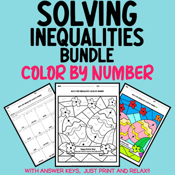 Preview of Easter Math Coloring: Solving Inequalities Color by Number Bundle