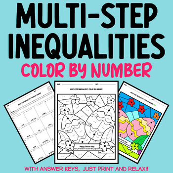 Preview of Easter Math Coloring:Solving Multi-step Inequalities 6th 7th 8th Color by Number