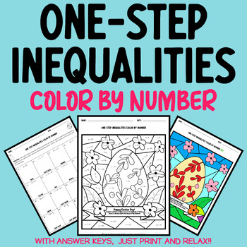 Preview of Easter Math Coloring: Solving One-step Inequalities 6th 7th 8th Color by Number