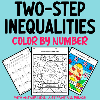 Preview of Easter Math Coloring: Solving Two-step Inequalities 6th 7th 8th Color by Number