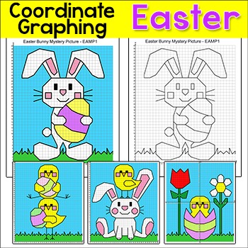 Preview of Easter Math Coordinate Plane Graphing Pictures - Plotting Points Activity