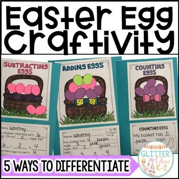 Preview of Easter Math Craft Differentiated Egg Craftivity- Addition, Subtraction, Counting
