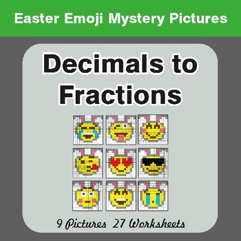 Easter Math: Decimals To Fractions - Color-By-Number Math Mystery Pictures