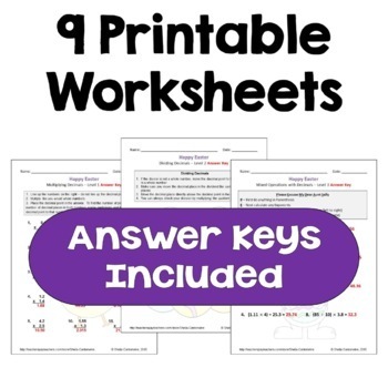 Easter Decimal Worksheet Bundle Differentiated With 3 Levels