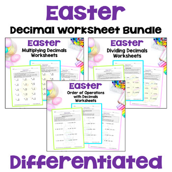 Preview of Easter Decimal Worksheet Bundle - Differentiated