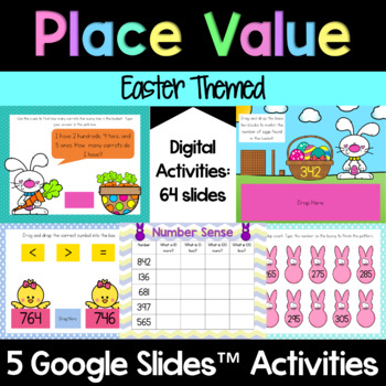 Preview of Easter Math | Digital Place Value for 2nd Grade | Google Slides™