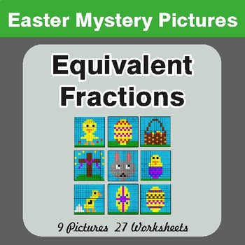 Easter Math: Equivalent Fractions - Color-By-Number Math Mystery Pictures