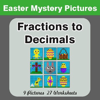 Easter Math: Fractions to Decimals - Color-By-Number Math Mystery Pictures