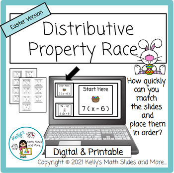 Preview of Easter Math Game - Distributive Property Race - Digital & Printable