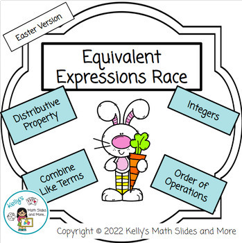 Preview of Easter Math Game - Equivalent Expressions Race - Digital and Printable