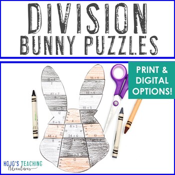 Preview of DIVISION Bunny Puzzle: FUN Easter Craft Math Activity, Game, Center, or Station