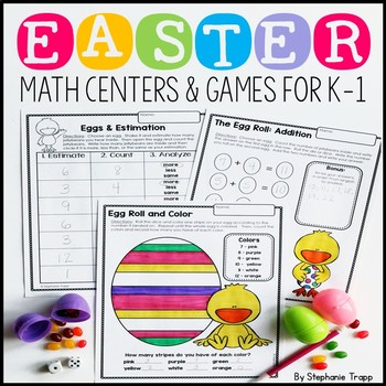 Preview of Easter Math Games and Centers for Kindergarten and First Grade
