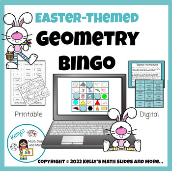 Preview of Easter Math - Geometry Bingo Game - Digital and Printable