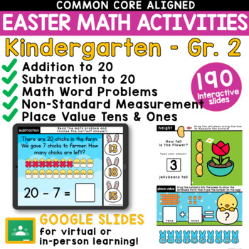 Preview of Easter Math Google Slides Games for Easter Digital Math Centers