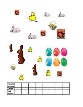 Preview of Easter Math Graph Count and Color ESL hands on COMMON CORE