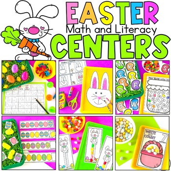 Preview of Easter Math & Literacy Centers Preschool - PreK Spring and Easter Activities