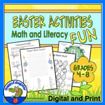 Preview of Easter Math & Literacy Fun Grades 4 - 8 with Easel Activities