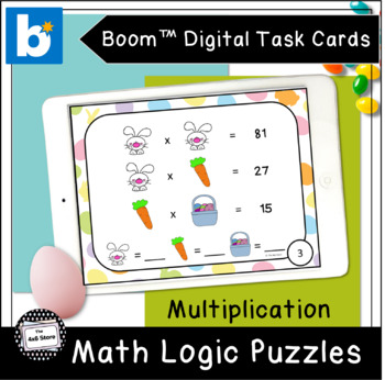 Preview of Easter Math Logic Puzzles Multiplication Digital Task Cards Boom Learning