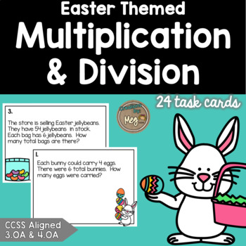 Preview of Easter Math - March or April: Multiplication and Division Task Cards 3.OA & 4.OA