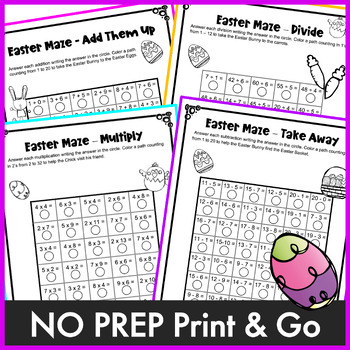 Free Easter Math Activities: Easter Math Mazes: Easter Math Worksheets