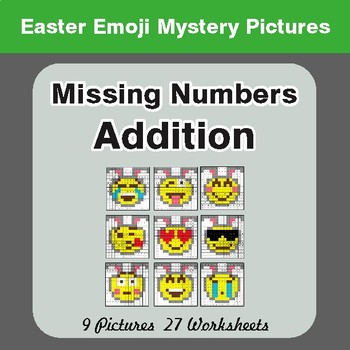 Easter Math: Missing Numbers Addition - Color-By-Number Math Mystery Pictures