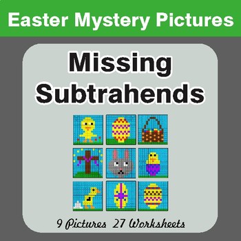 Easter Math: Missing Subtrahends - Color-By-Number Math Mystery Pictures