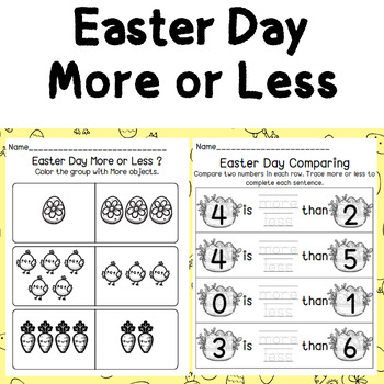 Preview of Easter Math More or Less l Comparing Numbers l Easter day l Preschool